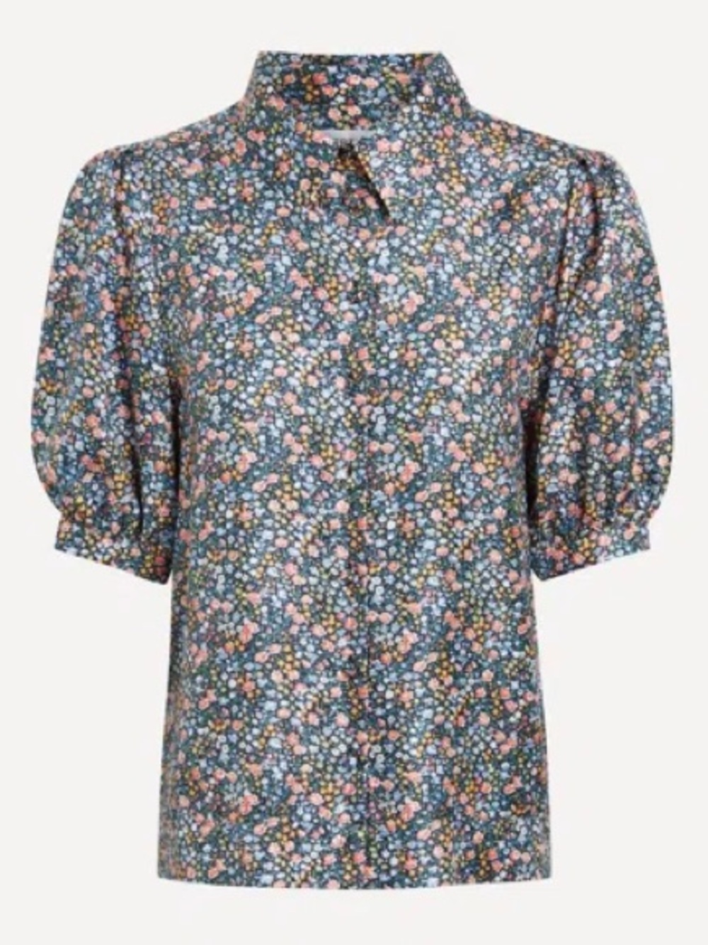 Liberty Phoebe and Jo short puff sleeve 100% silk shirt - Picture 5 of 8